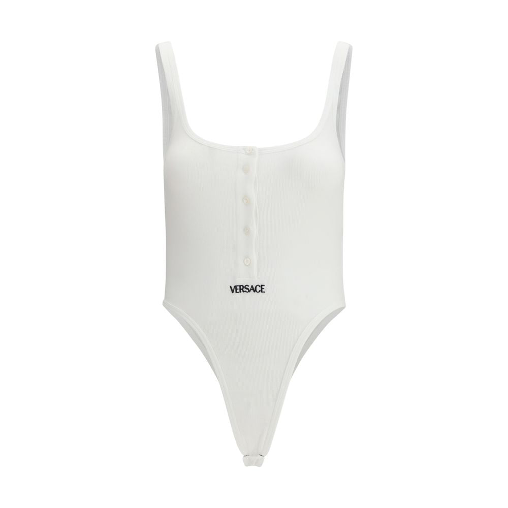 Top in cotone bianco Versace