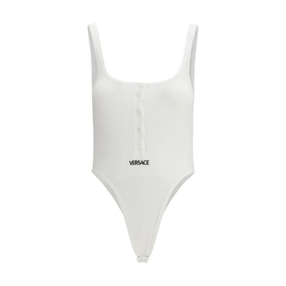 Top in cotone bianco Versace