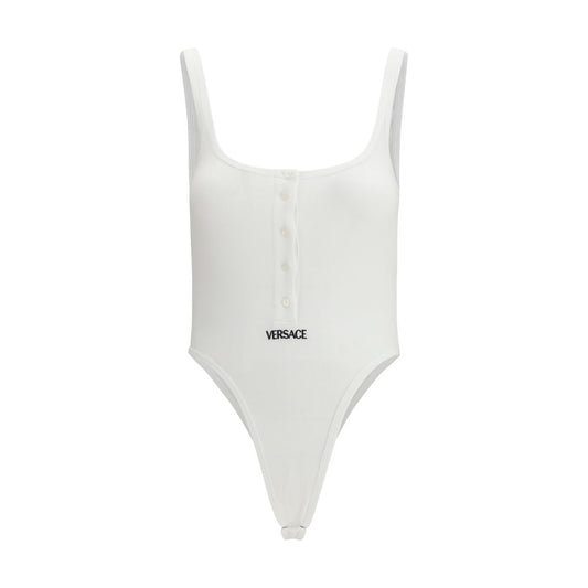 Top in cotone bianco Versace