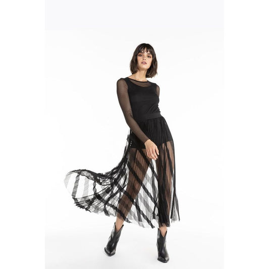 Patrizia Pepe Black Polyester Long Skirt