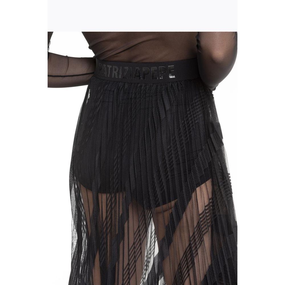 Patrizia Pepe Black Polyester Long Skirt