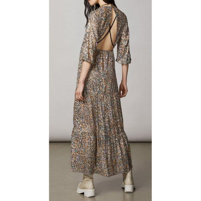 Patrizia Pepe Gold Silk Casual Dress