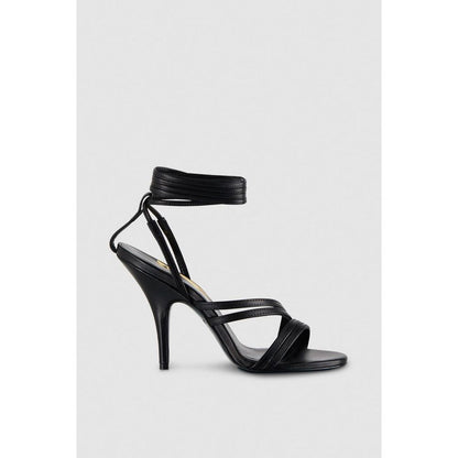 Patrizia Pepe Black Calfskin Stiletto Heel Sandals