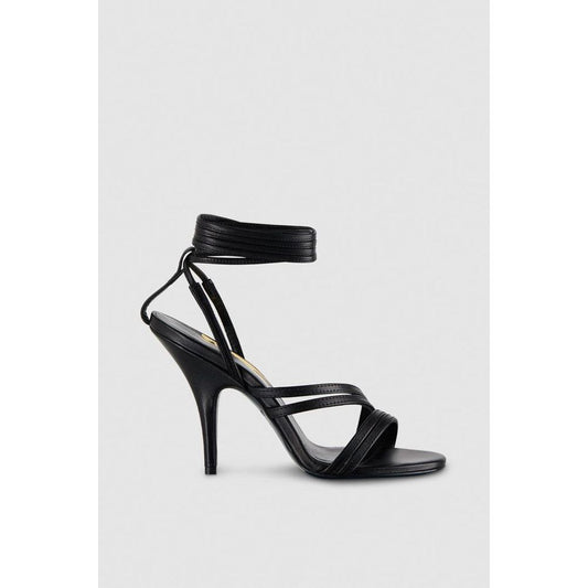 Patrizia Pepe Black Calfskin Stiletto Heel Sandals