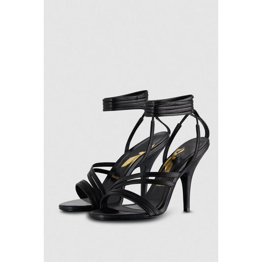 Patrizia Pepe Black Calfskin Stiletto Heel Sandals