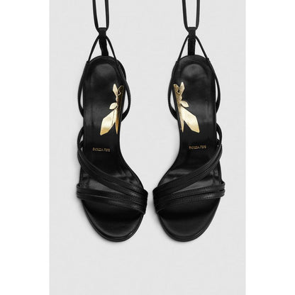 Patrizia Pepe Black Calfskin Stiletto Heel Sandals