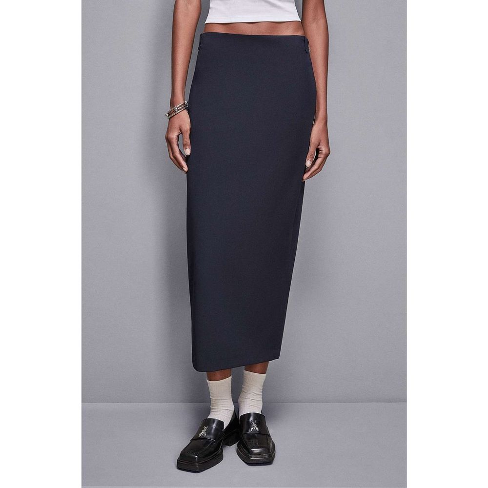 Patrizia Pepe Navy Blue Polyester Long Skirt