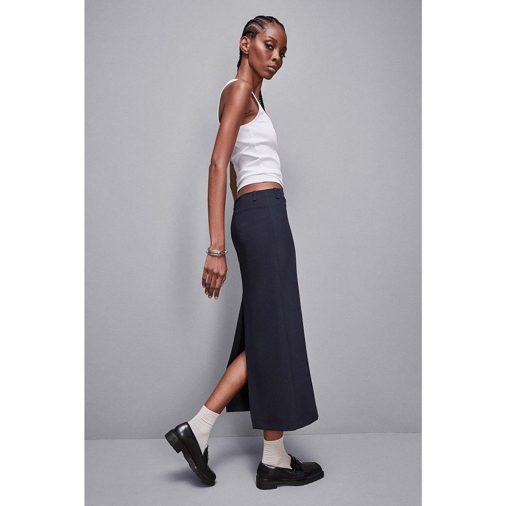 Patrizia Pepe Navy Blue Polyester Long Skirt