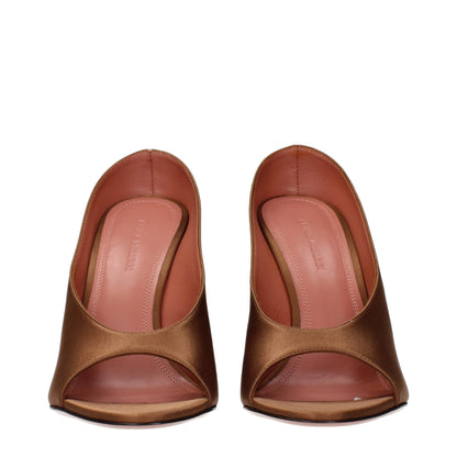 Amina Muaddi Brown Satin High Heel Pumps