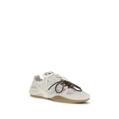 Miu Miu White Calf Leather Bos Taurus Athletic Sneakers