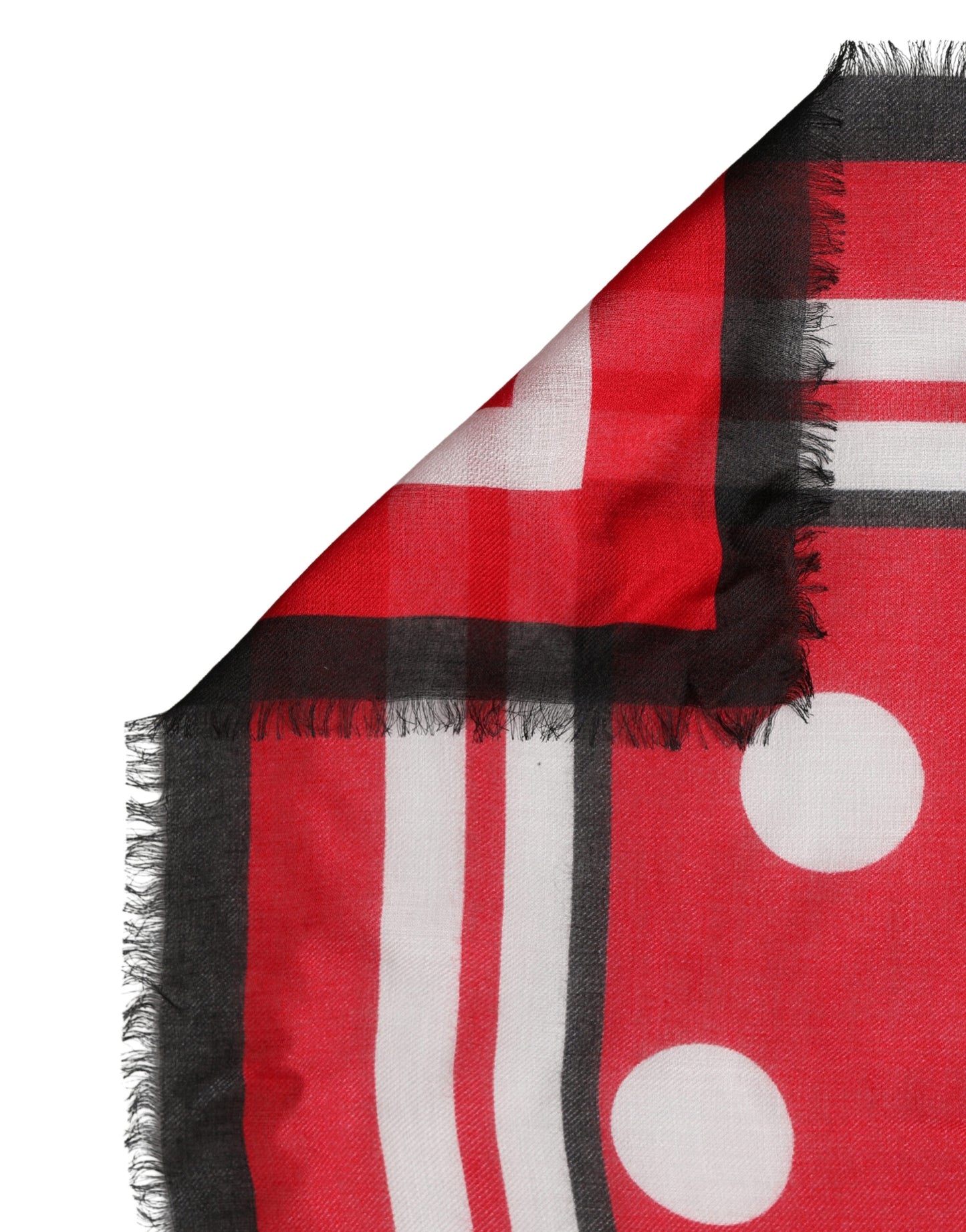 Sciarpa Dolce &amp; Gabbana con stampa a pois rossi, stola quadrata, 130 cm x 130 cm