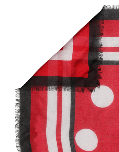 Sciarpa Dolce &amp; Gabbana con stampa a pois rossi, stola quadrata, 130 cm x 130 cm