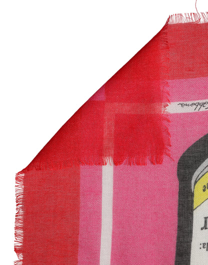 Sciarpa Dolce &amp; Gabbana con stampa DG Amore rosa, collo quadrato, 140 cm x 140 cm