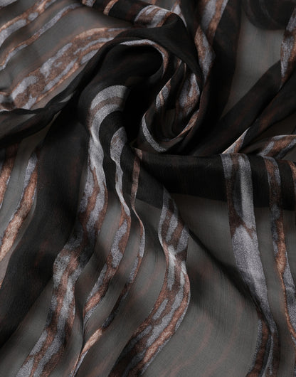 Sciarpa Dolce &amp; Gabbana a righe nere in seta, 193 cm x 131 cm