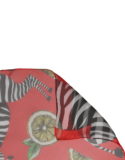 Sciarpa Dolce &amp; Gabbana in seta con stampa zebra rossa, 200 cm x 132 cm