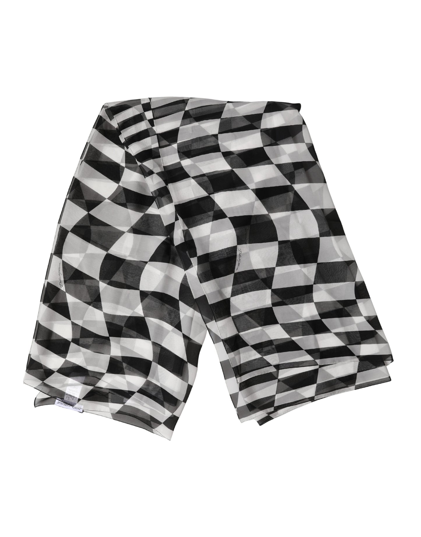 Foulard in seta a quadri bianchi e neri Dolce &amp; Gabbana, 133 cm x 132 cm