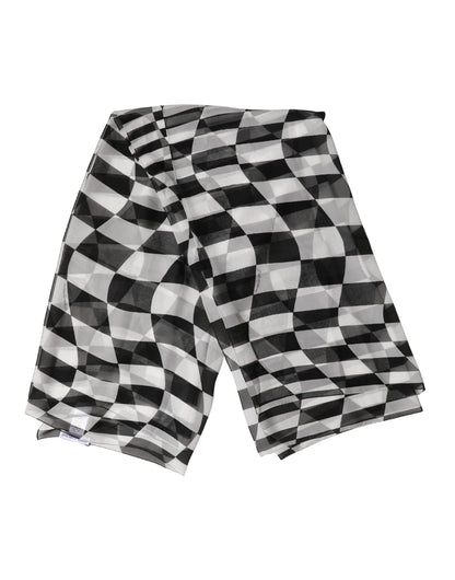 Foulard in seta a quadri bianchi e neri Dolce &amp; Gabbana, 133 cm x 132 cm