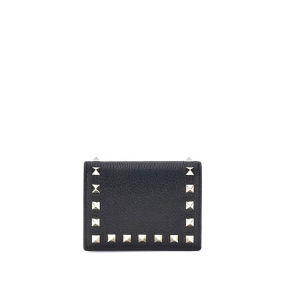 Portafoglio Valentino Garavani in pelle di vitello nera Bos Taurus