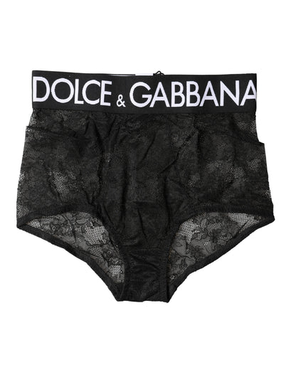 Dolce &amp; Gabbana Slip intimo a vita alta con logo nero