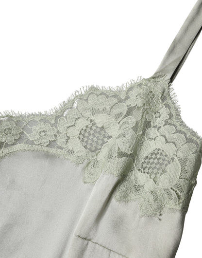 Dolce &amp; Gabbana Top intimo in pizzo floreale verde chiaro