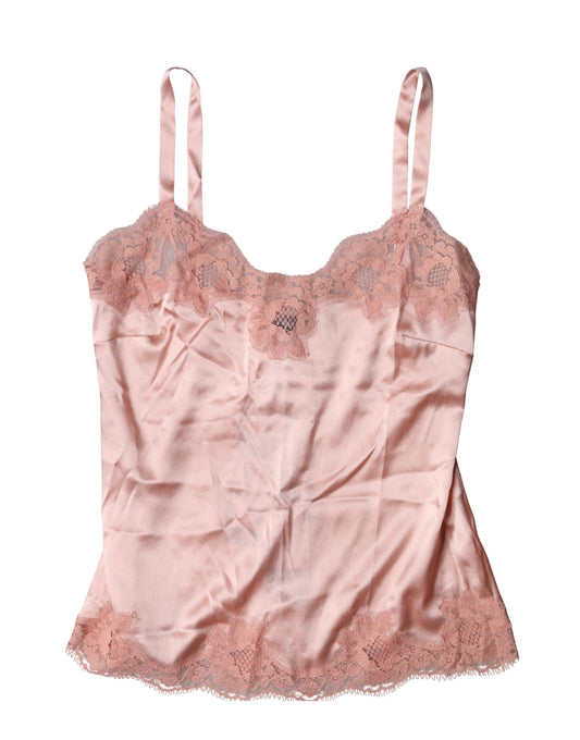 Dolce &amp; Gabbana Top intimo in pizzo floreale rosa chiaro