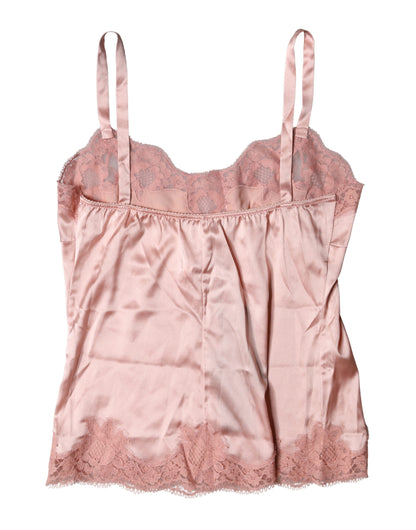 Dolce &amp; Gabbana Top intimo in pizzo floreale rosa chiaro