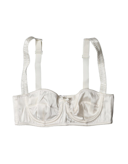 Reggiseno con ferretto in raso di seta bianco Dolce &amp; Gabbana, intimo semi-assorbente