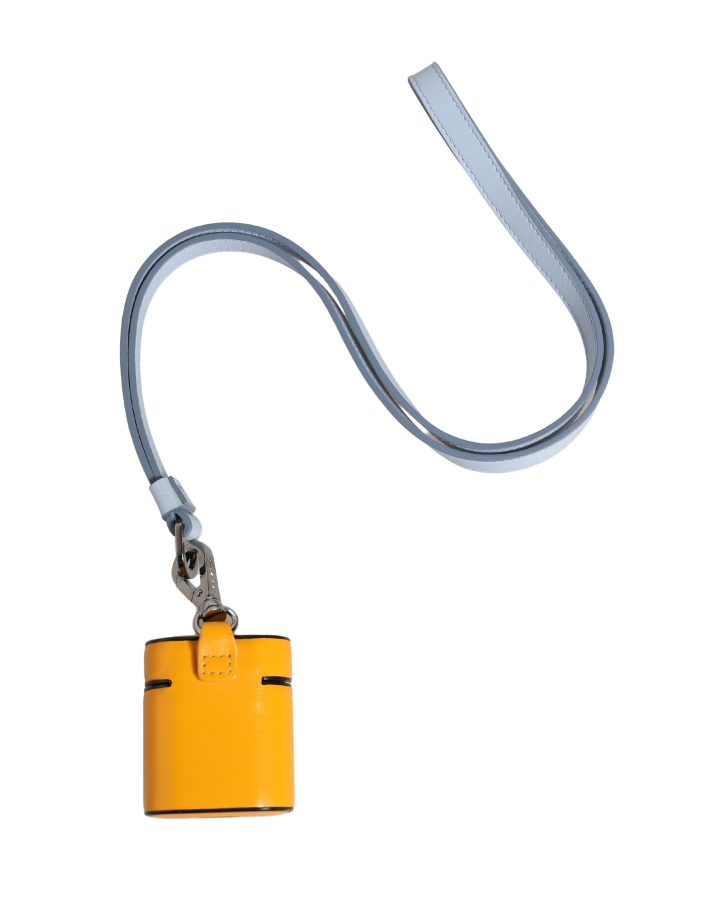 Custodia Dolce &amp; Gabbana in pelle di vitello gialla con logo e cinturino per Airpods