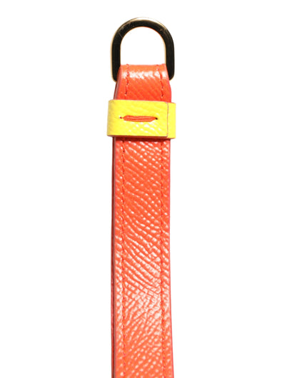 Custodia per Airpods con cinturino a scatto in pelle di vitello gialla Dolce &amp; Gabbana