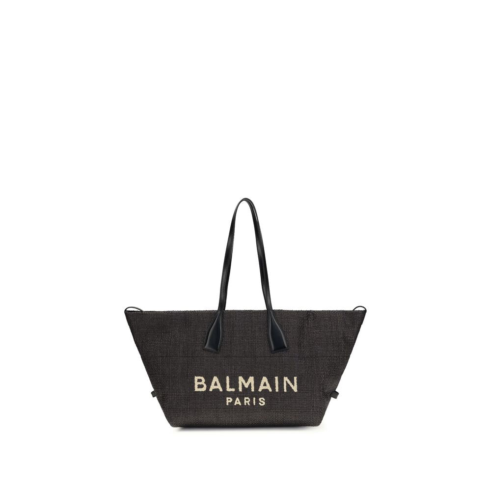 Borsa a tracolla in rafia nera Balmain