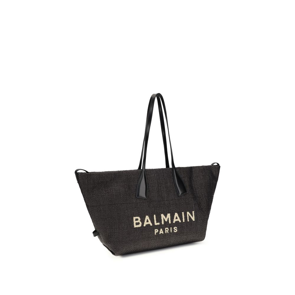 Borsa a tracolla in rafia nera Balmain