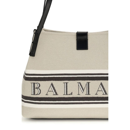 Borsa a tracolla in cotone beige Balmain