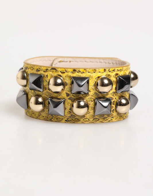 Bracciale Dolce &amp; Gabbana in pelle gialla con borchie e decorazioni