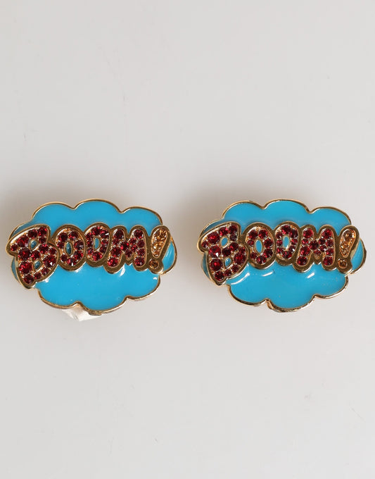 Dolce &amp; Gabbana Gold Brass BOOM Cartoon Crystal Clip-On da donna