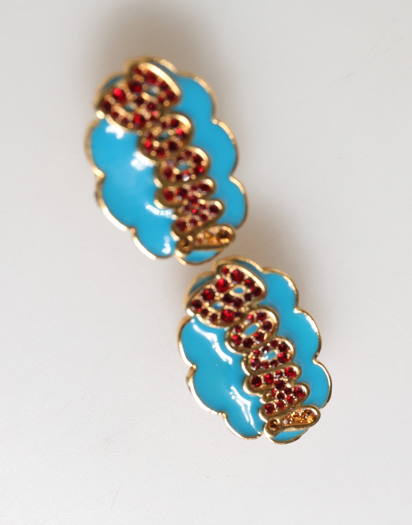 Dolce &amp; Gabbana Gold Brass BOOM Cartoon Crystal Clip-On da donna