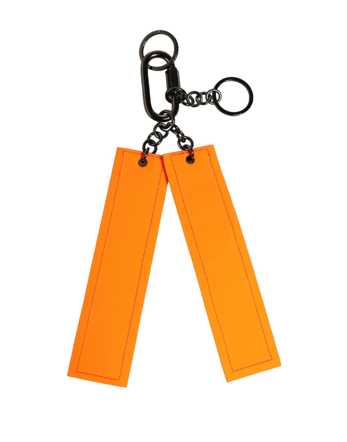 Portachiavi con logo Dolce &amp; Gabbana in pelle nera e bianca con anello in nylon