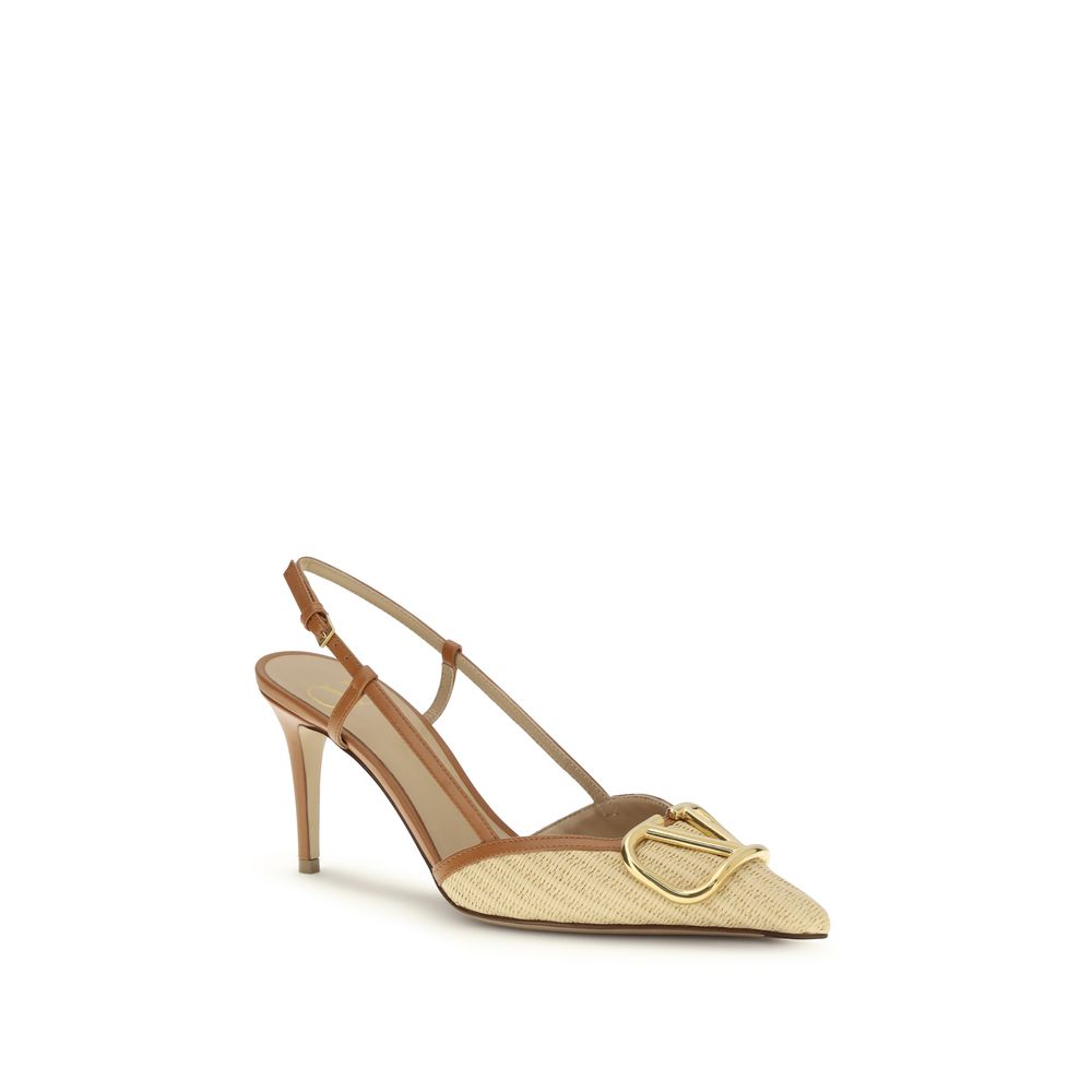 Valentino Garavani - Décolleté con tacco alto Bos Taurus in pelle di vitello beige