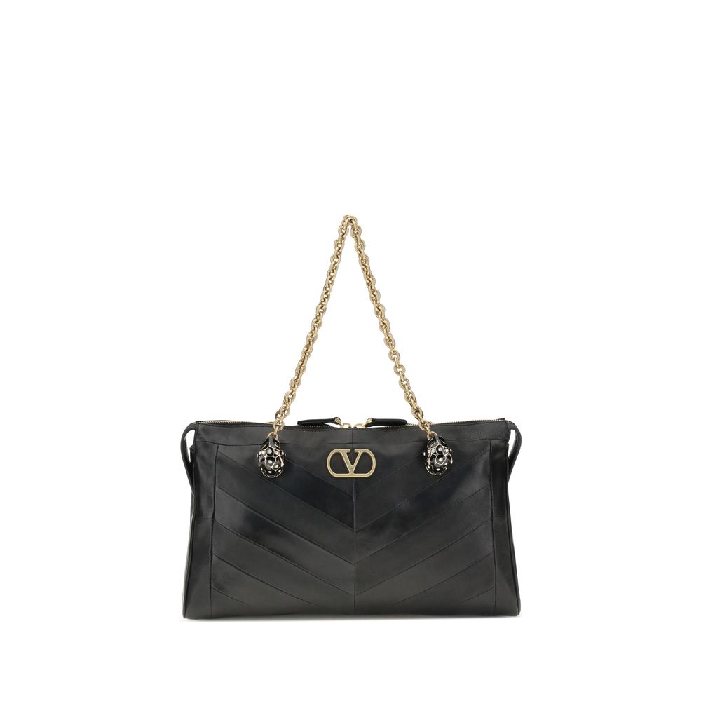 Valentino Garavani Black Calf Leather Bos Taurus Shoulder Bag
