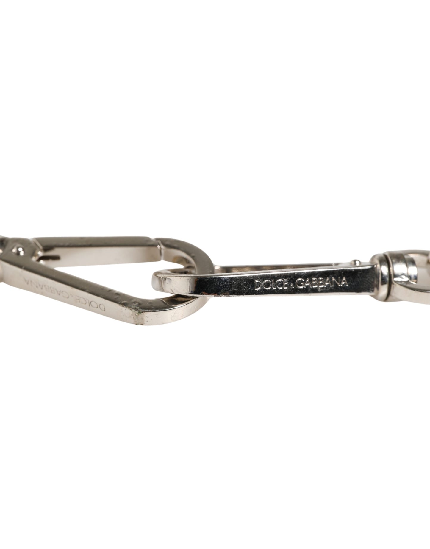 Tracolla per borsa con catena in argento e pelle nera Dolce &amp; Gabbana