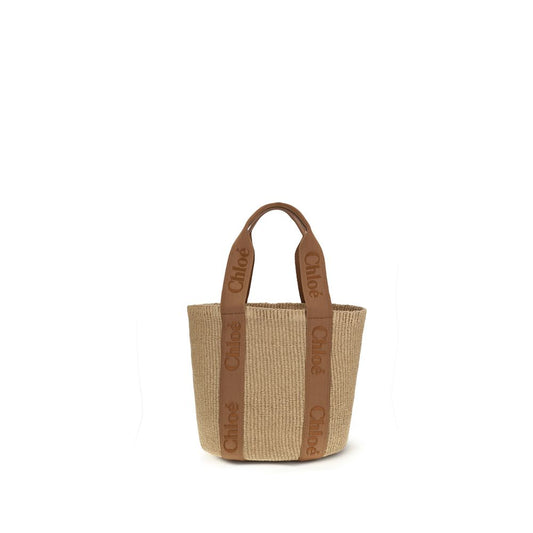 Borsa a mano Chloé in rafia beige
