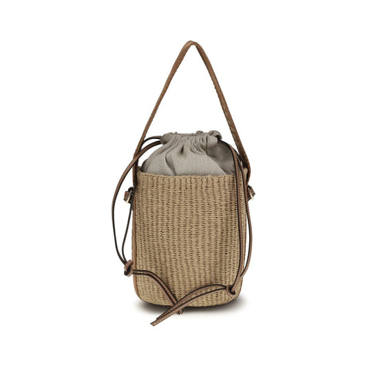 Borsa a secchiello Chloé in rafia beige
