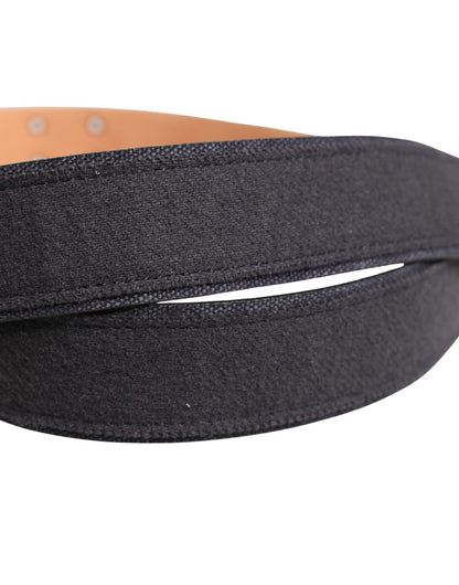 Ermanno Scervino Black Wool Cotton Logo Metal Buckle Belt