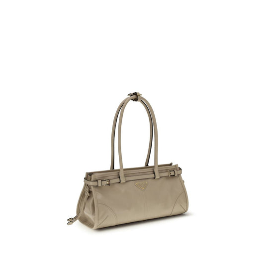 Borsa a tracolla Prada Bos Taurus in pelle di vitello beige