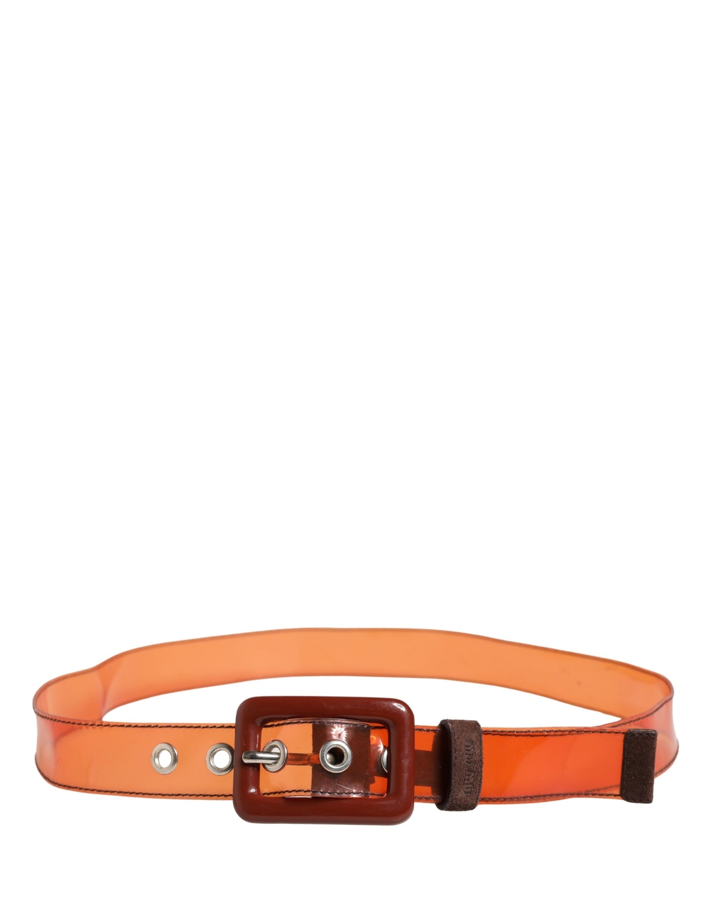 Miu Miu Orange PVC Waist Women Cintura Square Buckle Belt