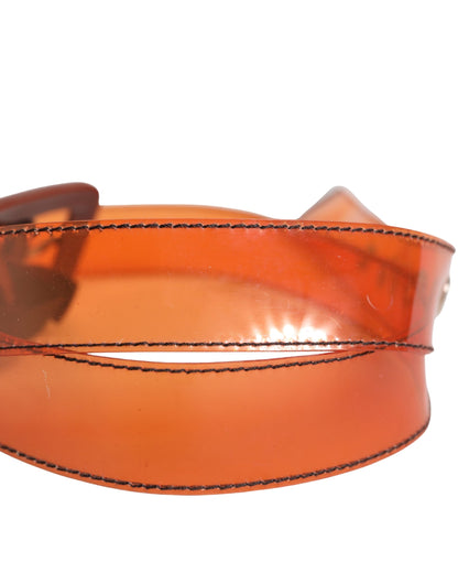 Miu Miu Orange PVC Waist Women Cintura Square Buckle Belt