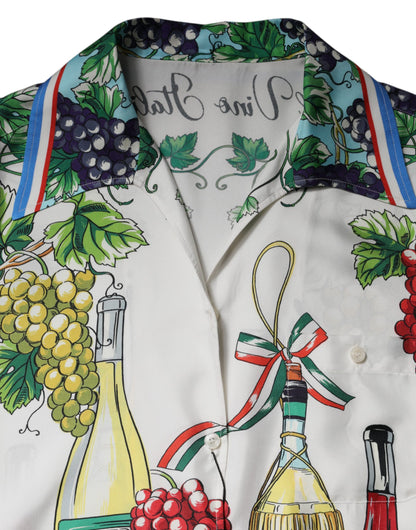 Dolce & Gabbana Multicolor Short Sleeve Silk Food Shirt Top