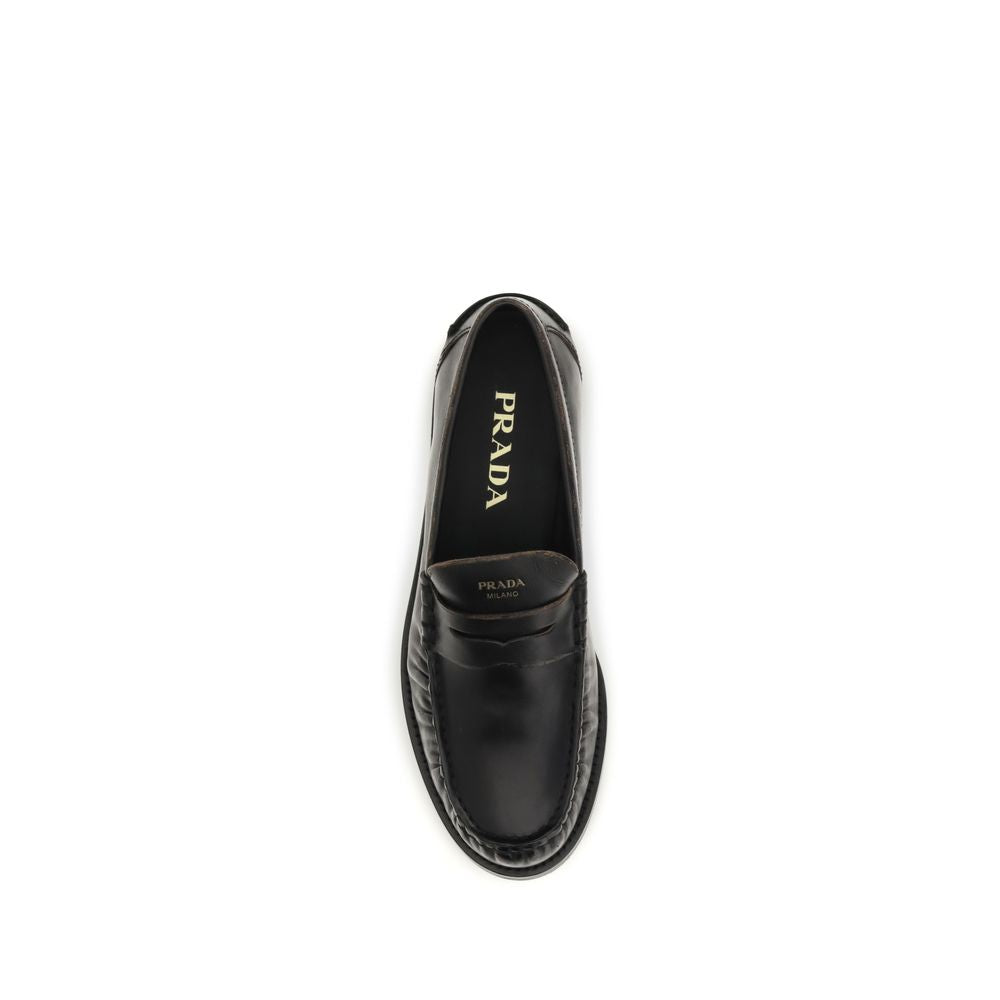 Mocassini slip-on Prada Bos Taurus in pelle di vitello nera