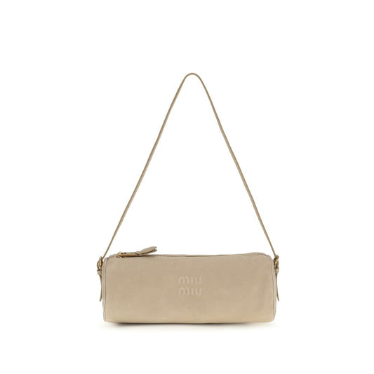 Borsa a tracolla Bos Taurus in pelle di vitello beige Miu Miu