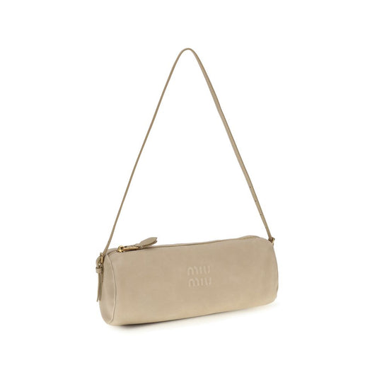 Borsa a tracolla Bos Taurus in pelle di vitello beige Miu Miu
