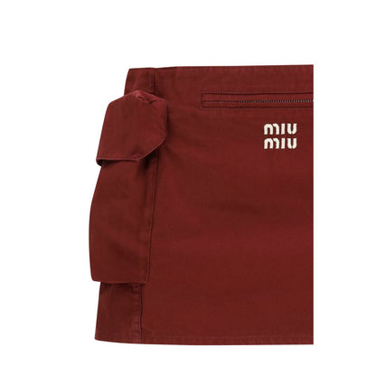 Miu Miu Bordeaux Cotton Mini Skirt